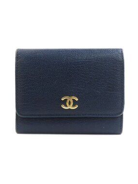 Chanel Trifold Navy Wallet